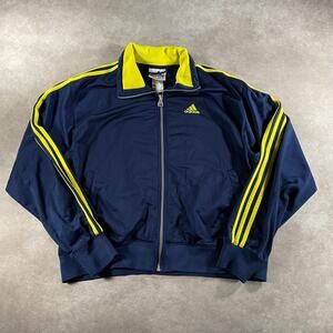 90’s Adidas Embroidered Full Zip Yellow & Blue Track Jacket Large